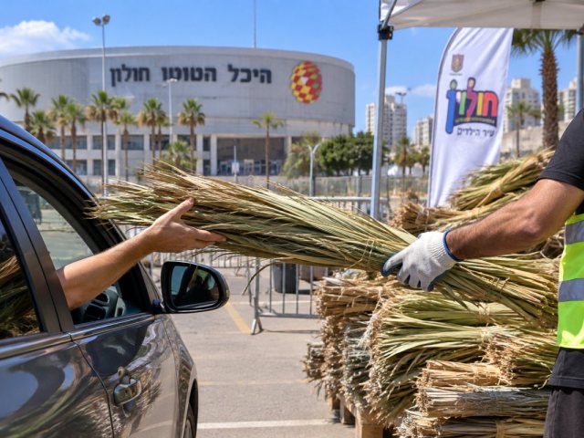 חלוקת סכך לסוכה בחולון